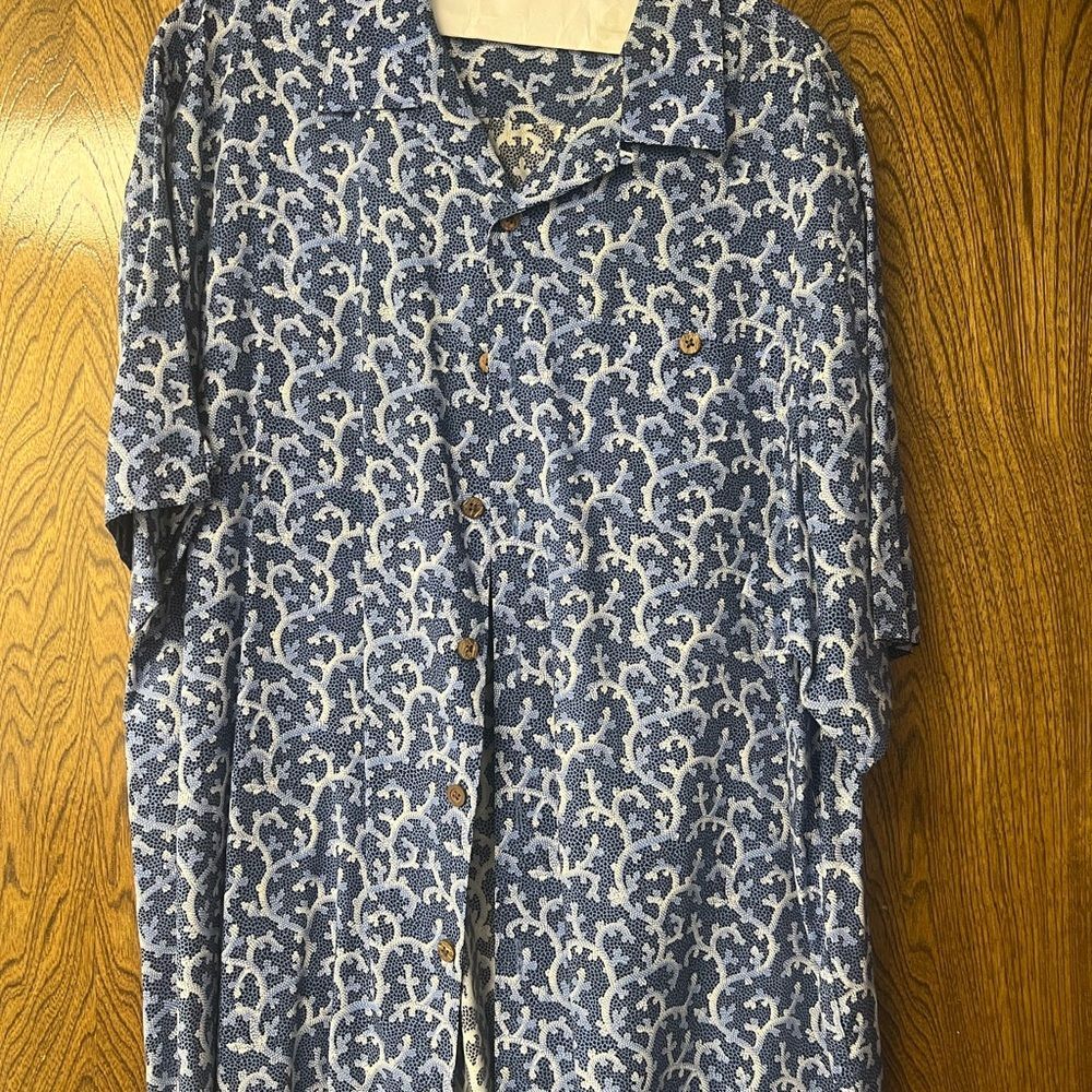 Caribbean Blue and White Casual Button Down Shirt